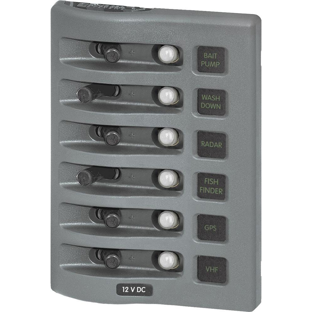 Blue Sea 4376 WeatherDeck Water Resistant Circuit Breaker Panel  6 Position  Grey 4376 Main image