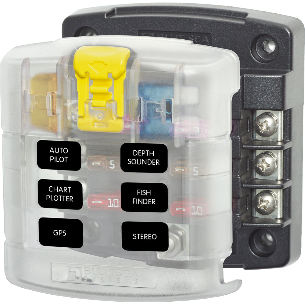 Blue Sea 5028 ST Blade Fuse Block w Cover  6 Circuit without Negative Bus 5028 Main image