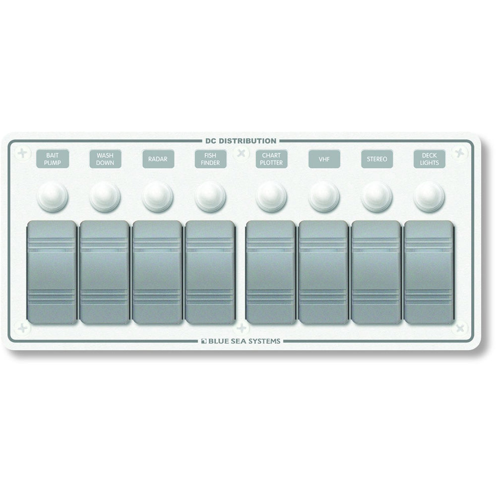 Blue Sea 8271 Water Resistant Panel  8 Position  White  Horizontal Mount 8271 Main image