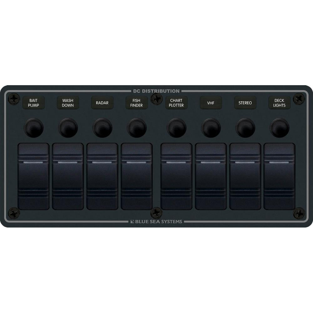 Blue Sea 8371 Water Resistant Panel  8 Position  Black  Horizontal Mount 8371 Main image