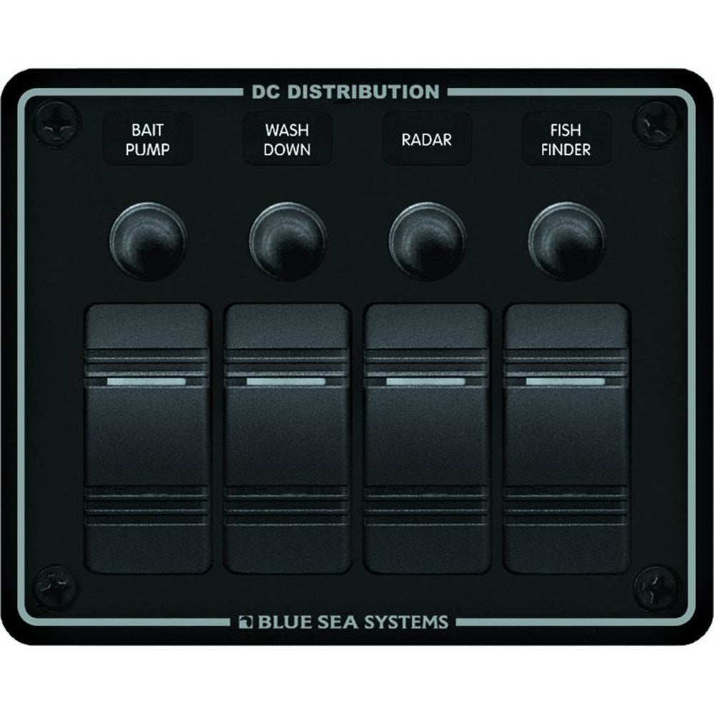 Blue Sea 8372 Water Resistant 4 Position  Black  Horizontal Mount Panel 8372 Main image