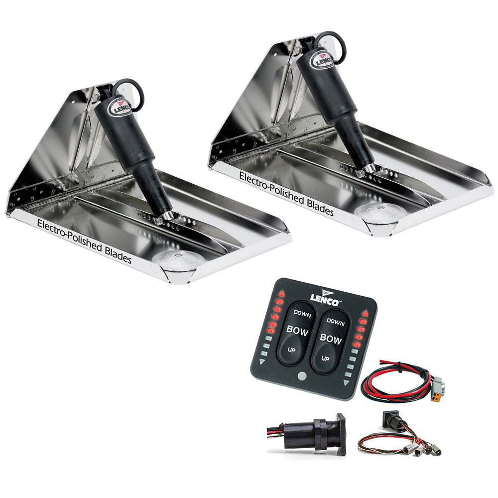 Lenco 16 x 12 Heavy Duty Performance Trim Tab Kit wLED Indicator Switch Kit 12V RT16X12HDI Main image