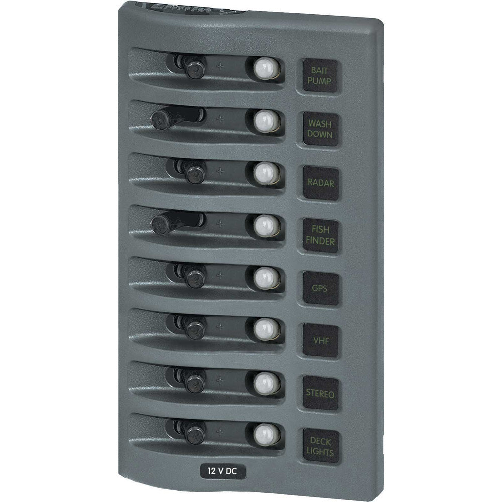 Blue Sea 4378 WeatherDeck Water Resistant Circuit Breaker Panel  8 Position  Grey 4378 Main image