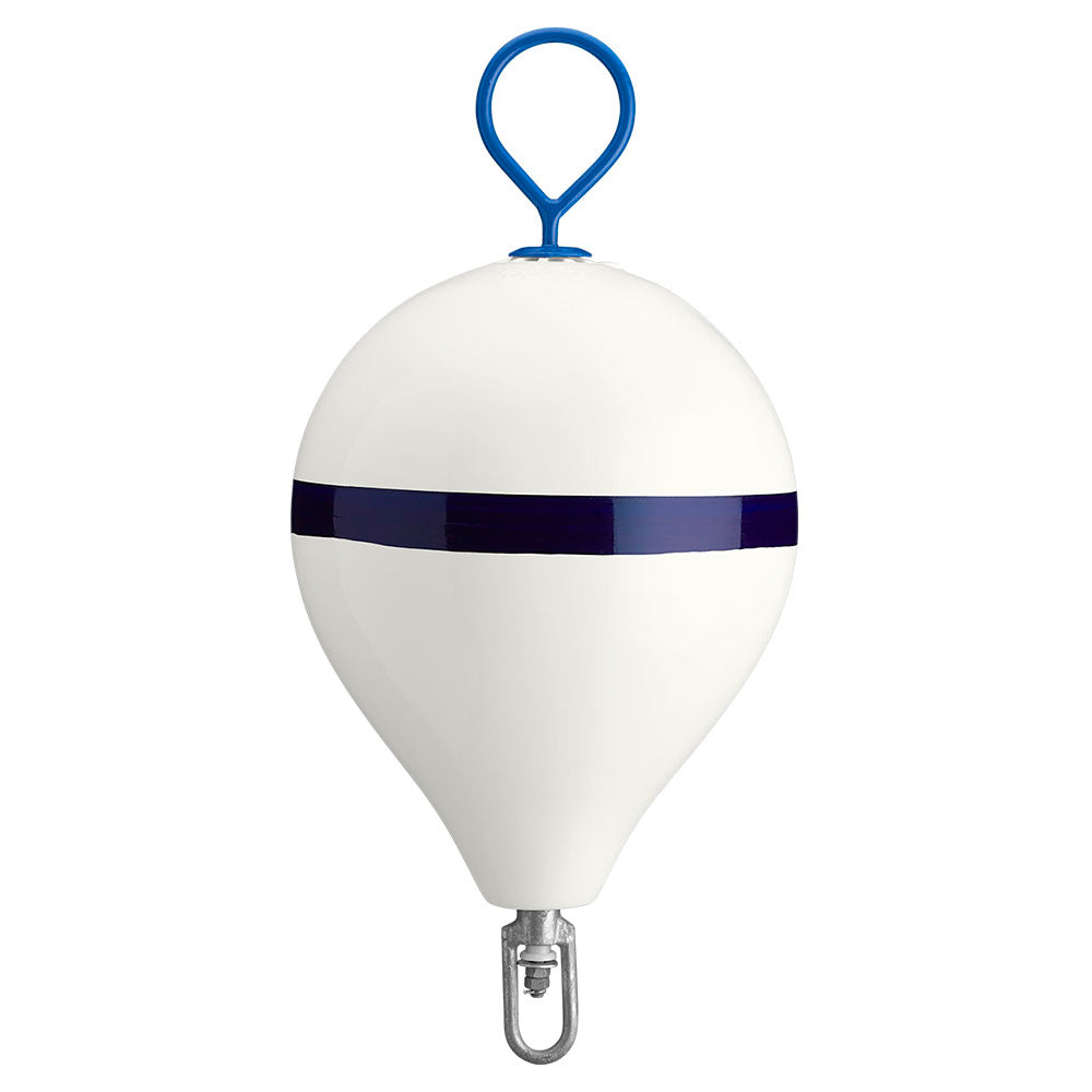 Polyform 17 CM Mooring Buoy wGalvanized Iron  White Blue Stripe CM3 WHITE WSTRIP Main image