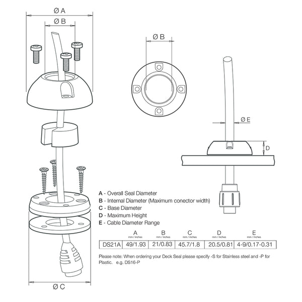 Scanstrut DS21AP Vertical Cable Seal DS21AP