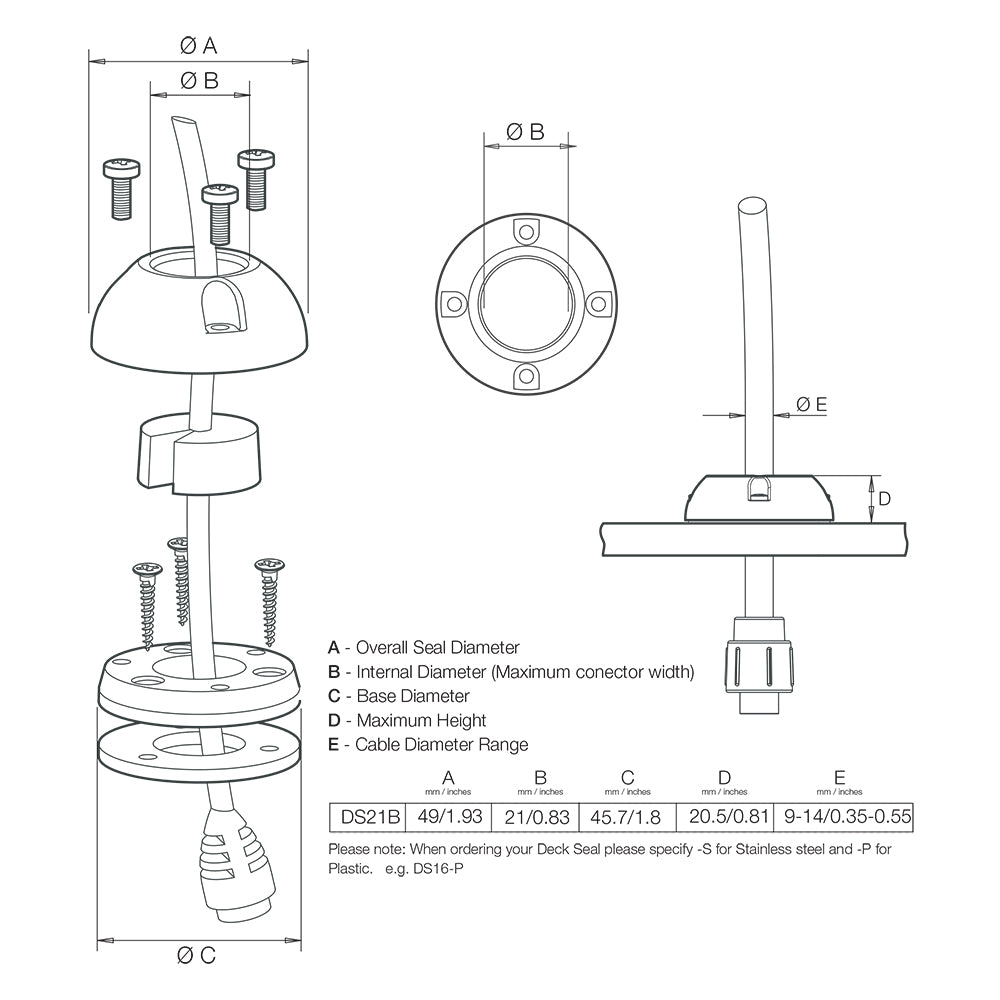 Scanstrut DS21B-P Vertical Cable Seal [DS21B-P] Secondary image