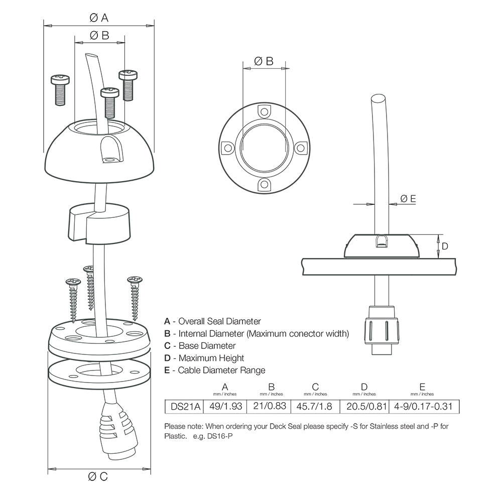 Scanstrut DS21A-S Vertical Cable Seal - Stainless Steel [DS21A-S] Secondary image