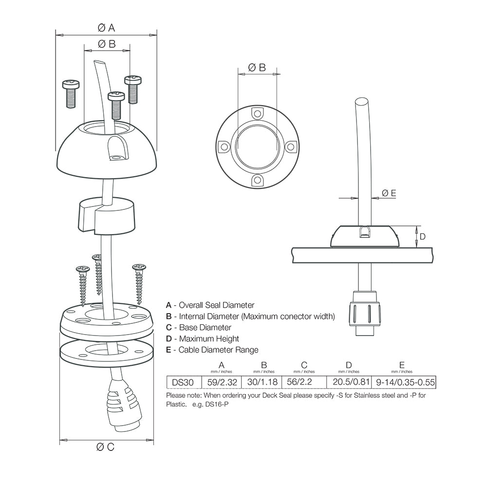 Scanstrut DS30-S Vertical Cable Seal - Stainless Steel [DS30-S] Secondary image