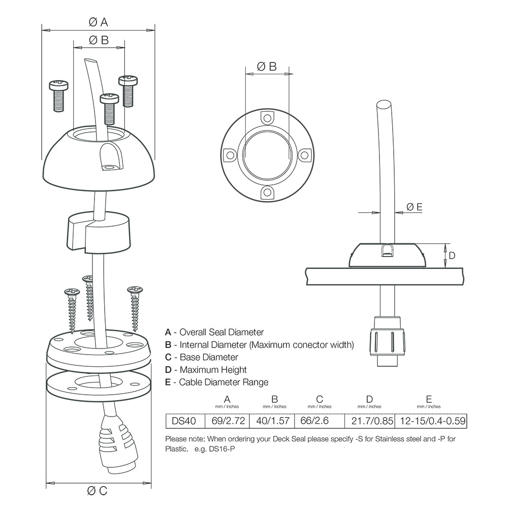 Scanstrut DS40-S Vertical Cable Seal - Stainless Steel [DS40-S] Secondary image