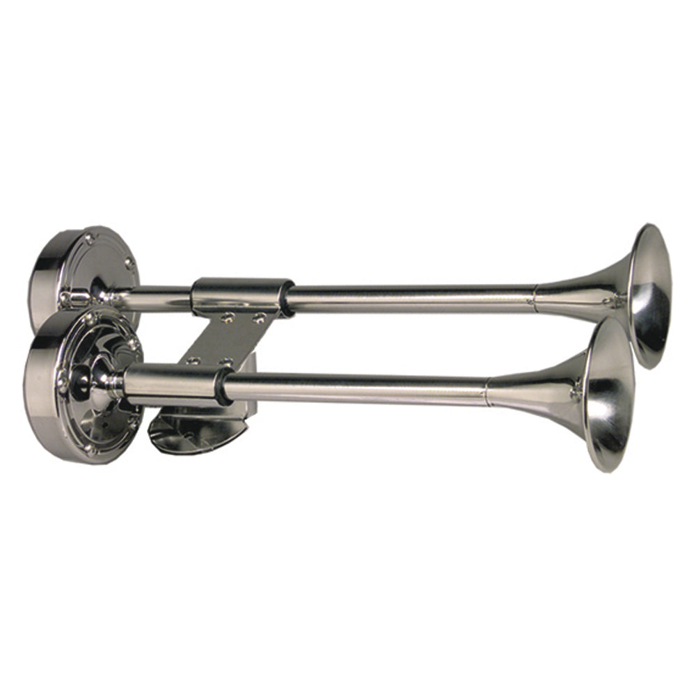 Schmitt Marine Deluxe AllStainless Shorty Dual Trumpet Horn  12V 10012 Main image