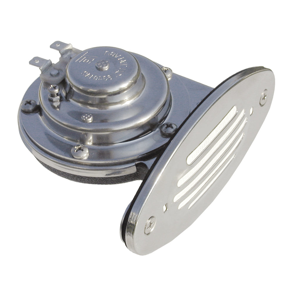 Schmitt Marine Mini Stainless Steel Single DropIn Horn wStainless Steel Grill  12V High Pitch 10051 Main image