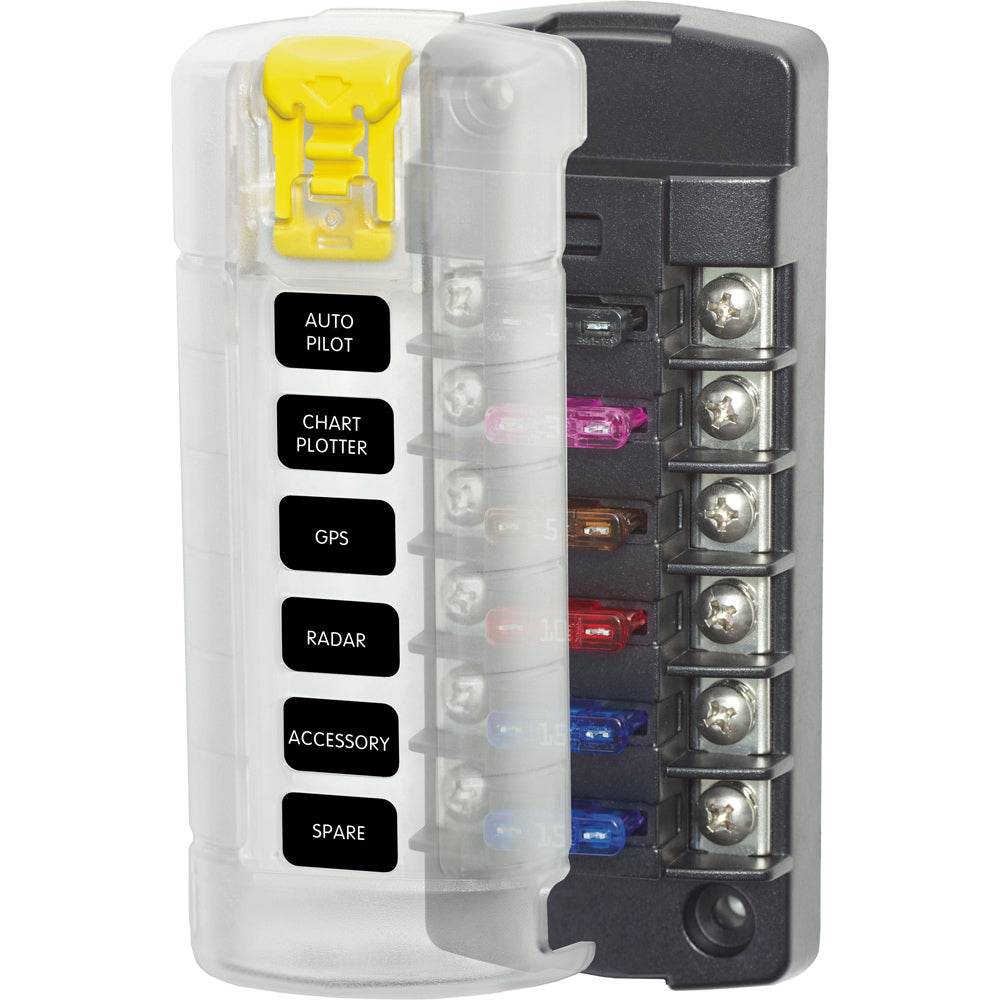 Blue Sea 5035 ST Blade Fuse Block wCover  6 Circuit Independent wo Negative Bus 5035 Main image