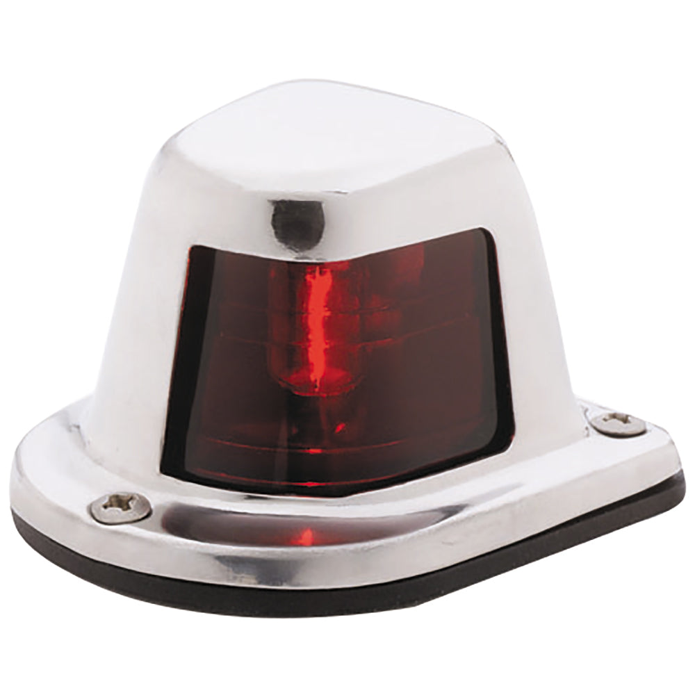 Attwood 1Mile Deck Mount Red Sidelight  12V  Stainless Steel Housing 66319R7 Main image