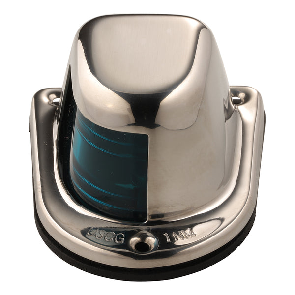 Attwood 1Mile Deck Mount Green Sidelight  12V  Stainless Steel Housing 66319G7