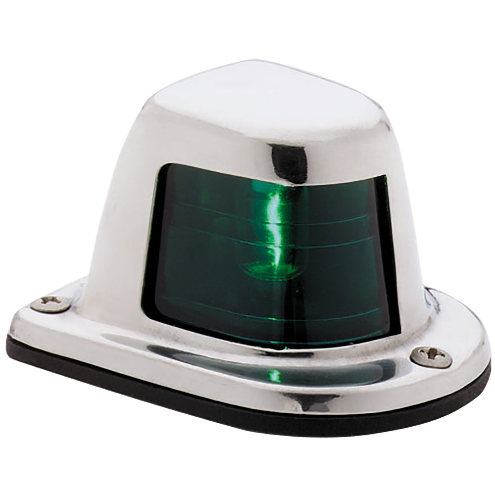 Attwood 1Mile Deck Mount Green Sidelight  12V  Stainless Steel Housing 66319G7 Main image