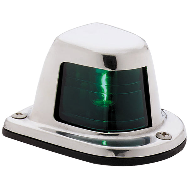 Attwood 1Mile Deck Mount Green Sidelight  12V  Stainless Steel Housing 66319G7