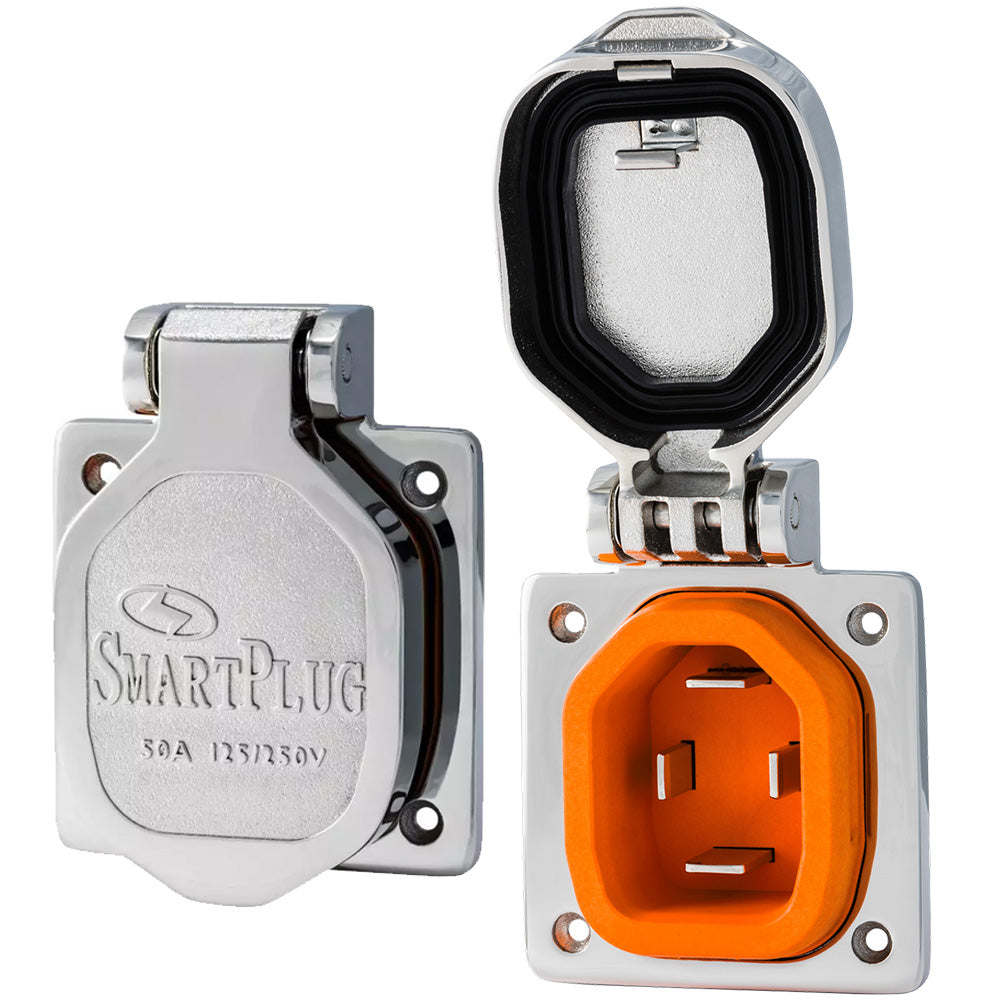 SmartPlug 50 AMP Male Inlet WCover  Stainless Steel BM50S Main image