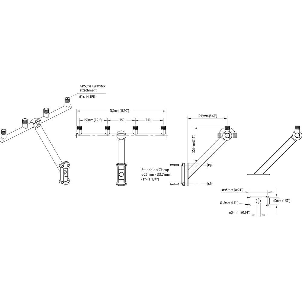 Scanstrut TB-01 T-Bar Mount f/GPS/VHF Antenna [TB-01] Secondary image