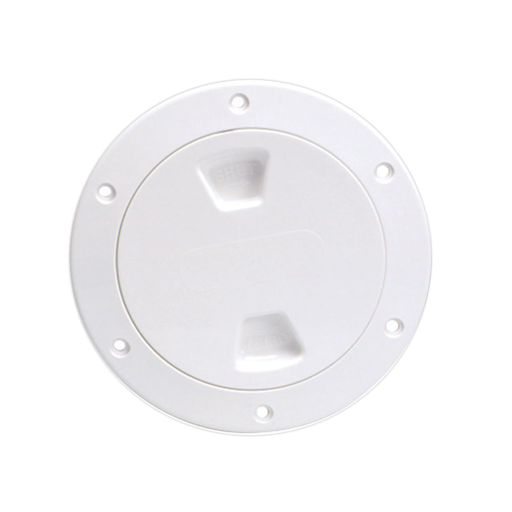 Beckson 4 Smooth Center ScrewOut Deck Plate  White DP40W Main image