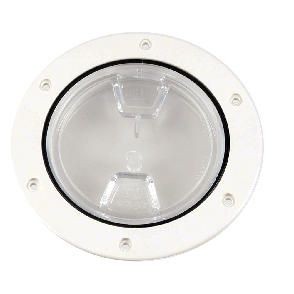 Beckson 4 Clear Center ScrewOut Deck Plate  White DP40WC Main image