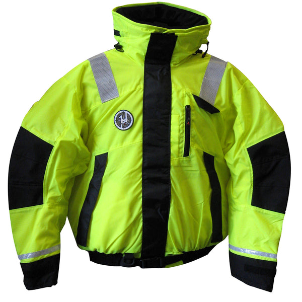 First Watch AB1100 Flotation Bomber Jacket  HiVis YellowBlack  Medium AB1100HVM