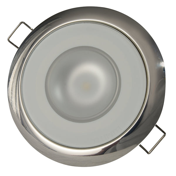 Lumitec Mirage  Flush Mount Down Light  Glass FinishPolished SS Bezel  2Color WhiteBlue Dimming 113111