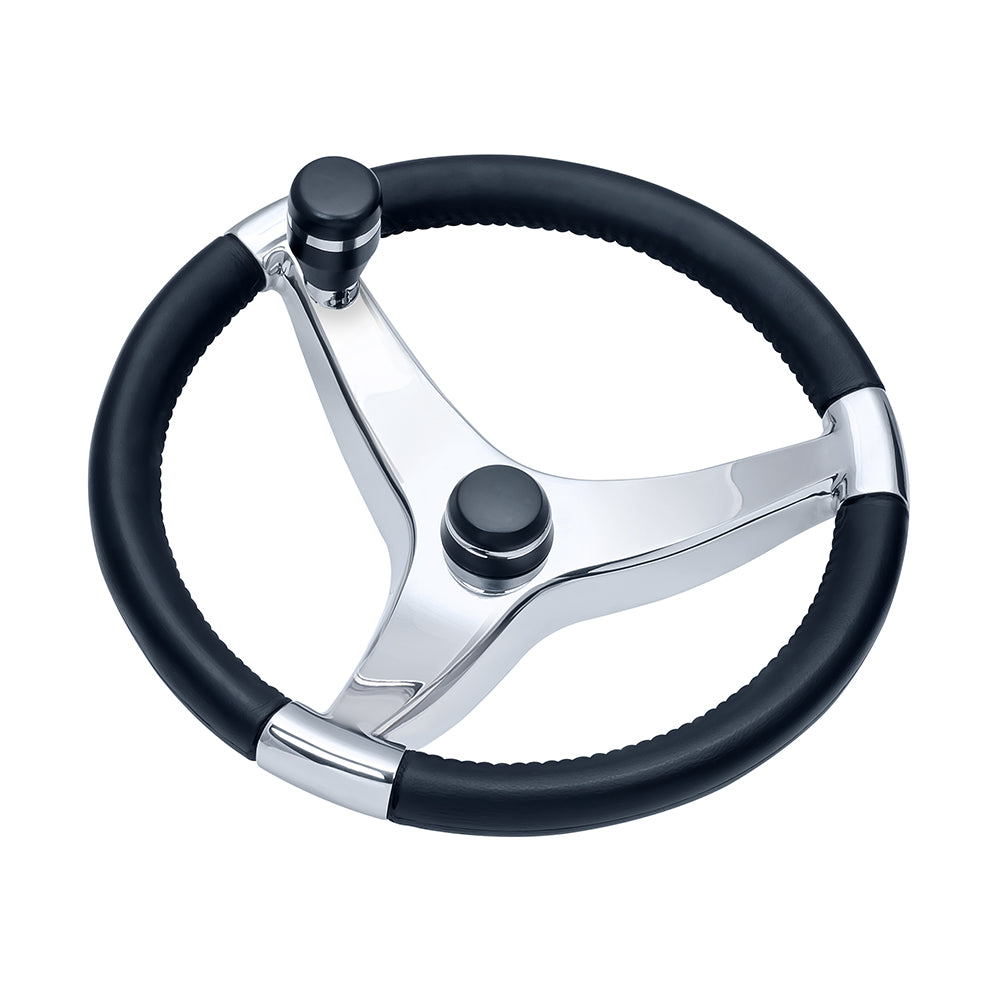 Schmitt Marine Evo Pro 316 Cast Stainless Steel Steering Wheel wControl Knob  135 Diameter 7241321FGK Main image