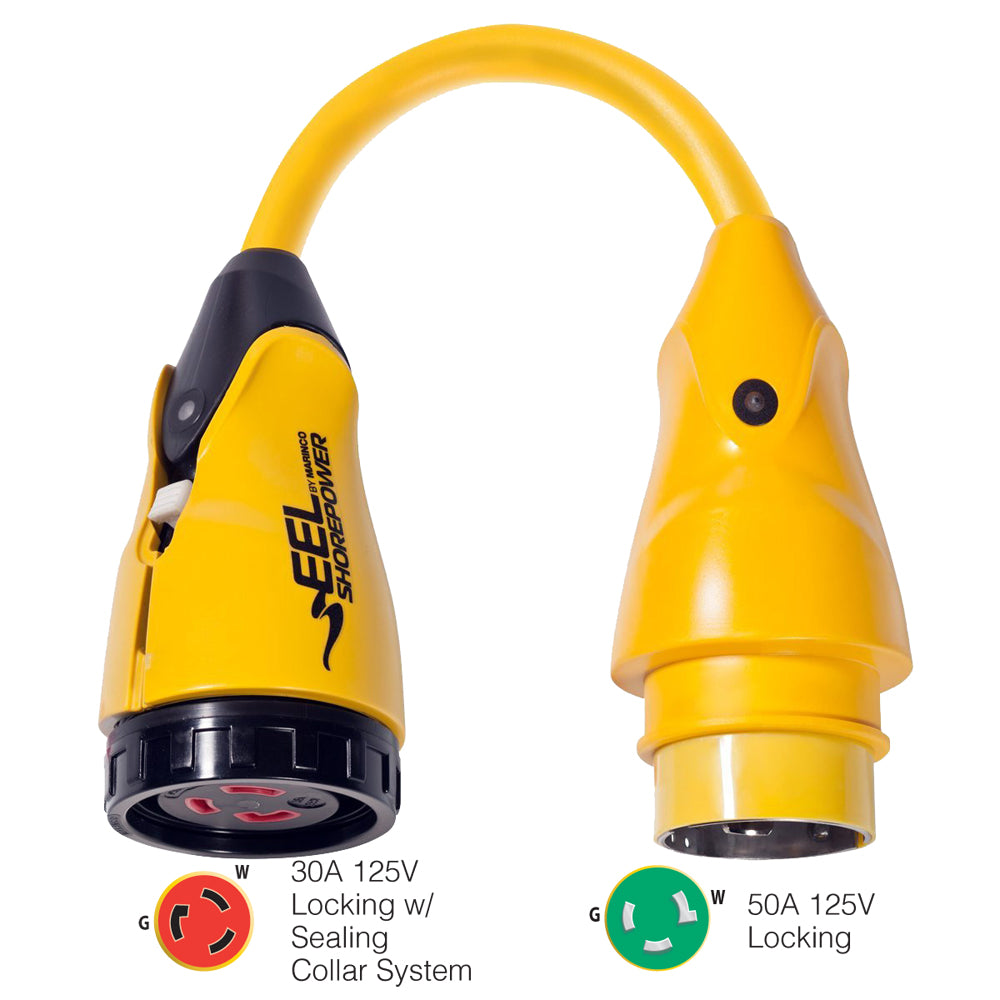 Marinco P50330 EEL 30A125V Female to 50A125V Male Pigtail Adapter  Yellow P50330 Main image
