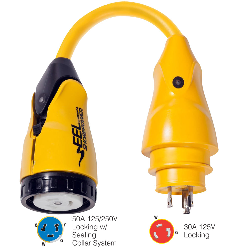 Marinco P30504 EEL 50A125250V Female to 30A125V Male Pigtail Adapter  Yellow P30504 Main image