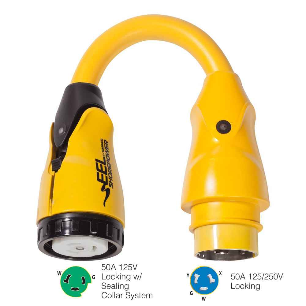 Marinco P504503 EEL 50A125V Female to 50A125250V Male Pigtail Adapter  Yellow P504503 Main image