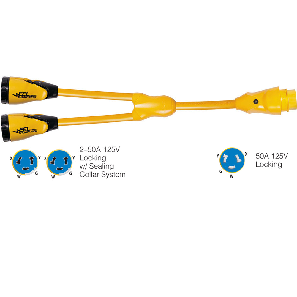 Marinco Y5042504 EEL 250A125250V Female to 150A125250V Male Y Adapter  Yellow Y5042504 Main image