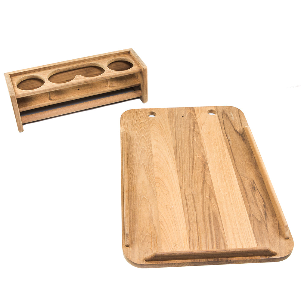 Whitecap Teak Drinkholder w/Removable Cockpit Table Top - Holds 4 Glasses [61394C] Secondary image