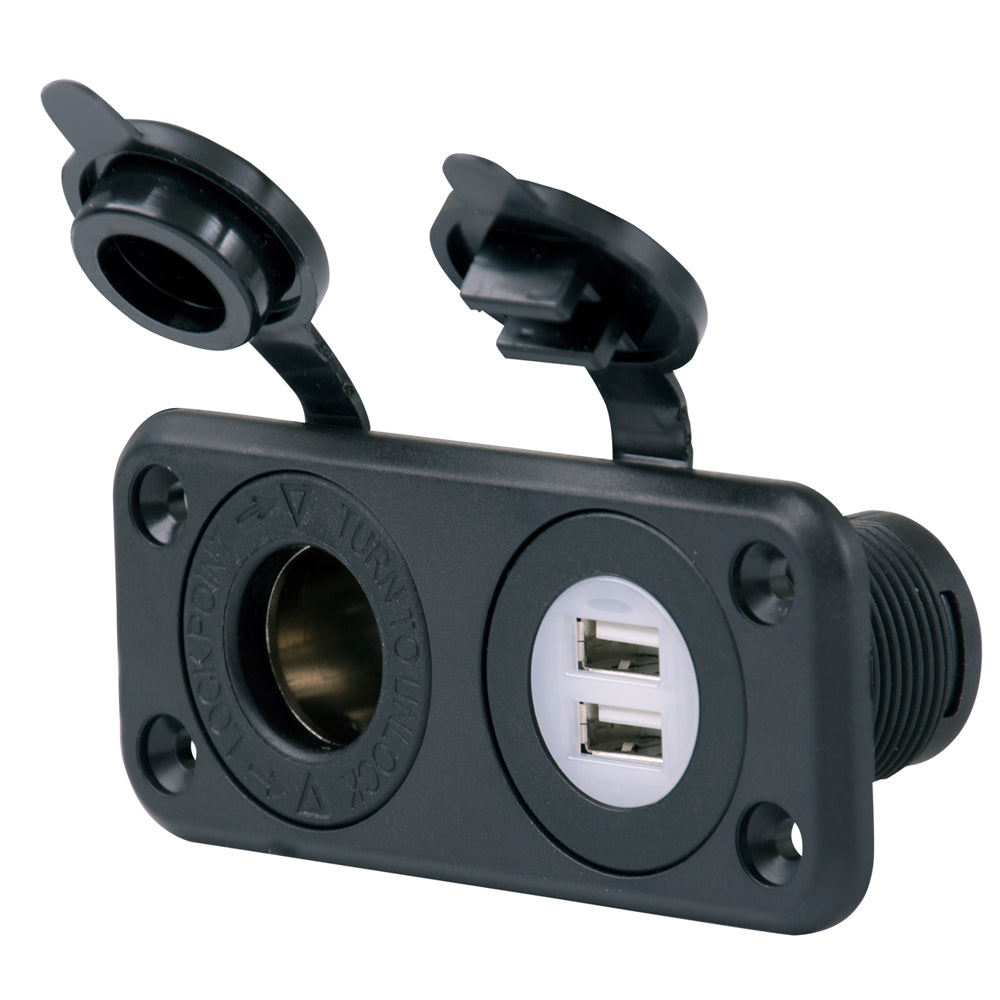 Marinco SeaLink Deluxe Dual USB Charger  12V Receptacle 12VCOMBO Main image