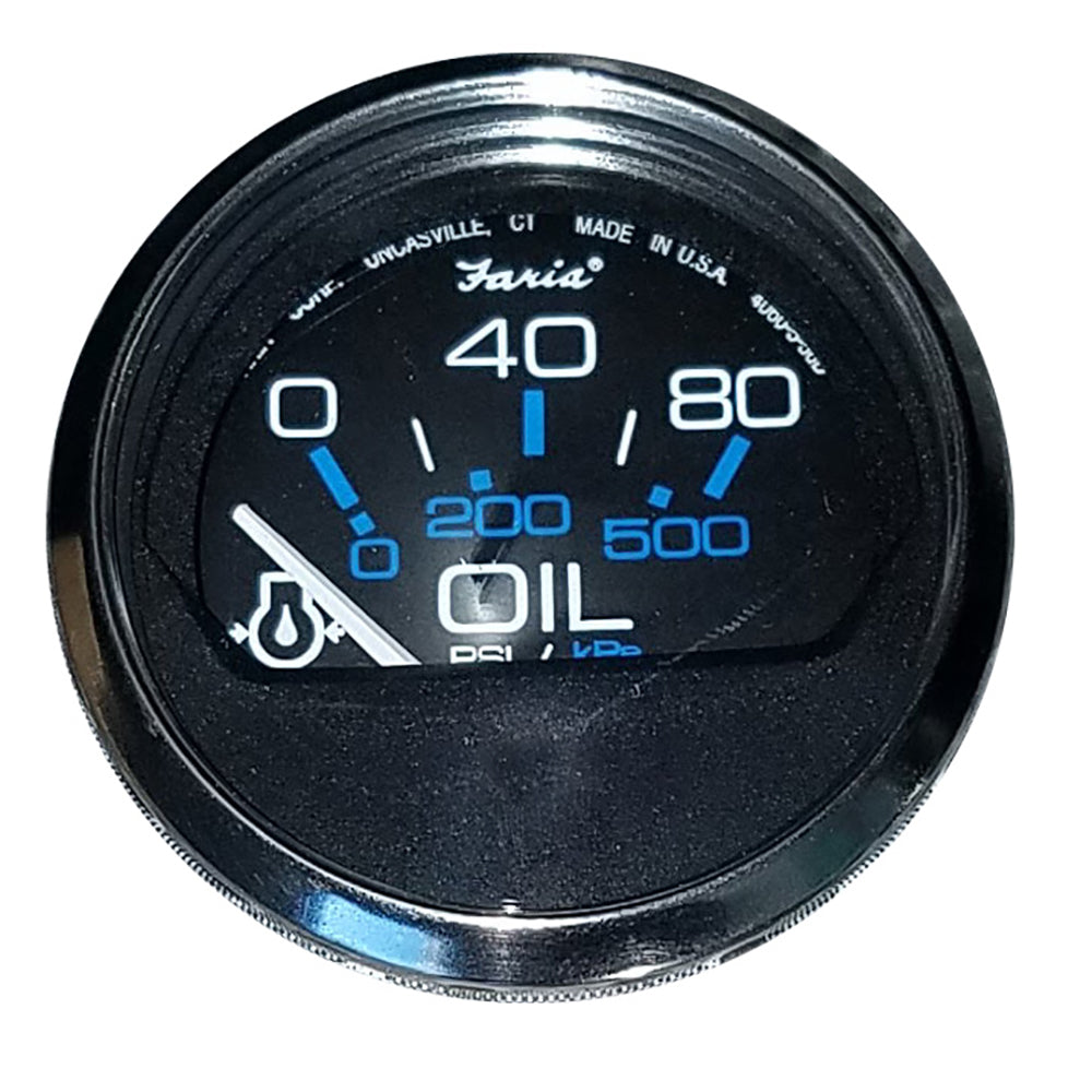 Faria Chesapeake Black 2 Oil Pressure Gauge 80 PSI 13702 Main image