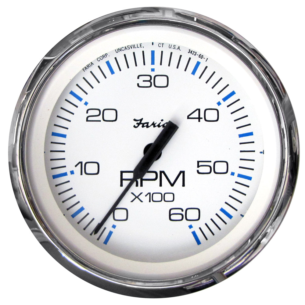 Faria Chesapeake White SS 4 Tachometer  6000 RPM Gas Inboard  IO 33807 Main image