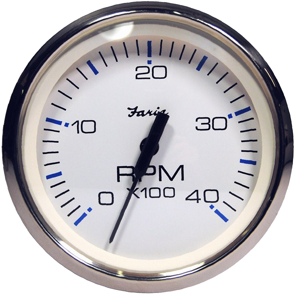 Faria Chesapeake White SS 4 Tachometer  4000 RPM Diesel Magnetic PickUp 33818 Main image