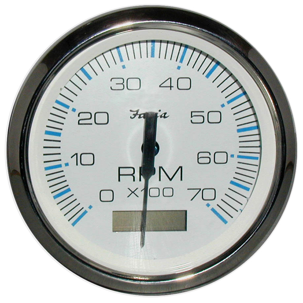 Faria Chesapeake White SS 4 Tachometer wHourmeter  7000 RPM Gas Outboard 33840 Main image