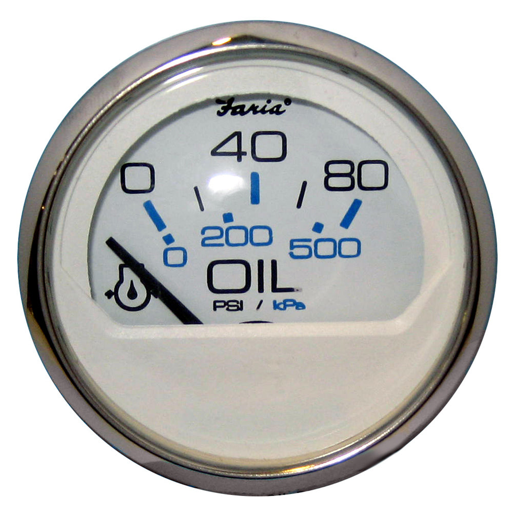 Faria Chesapeake White SS 2 Oil Pressure Gauge 80 PSI 13802 Main image