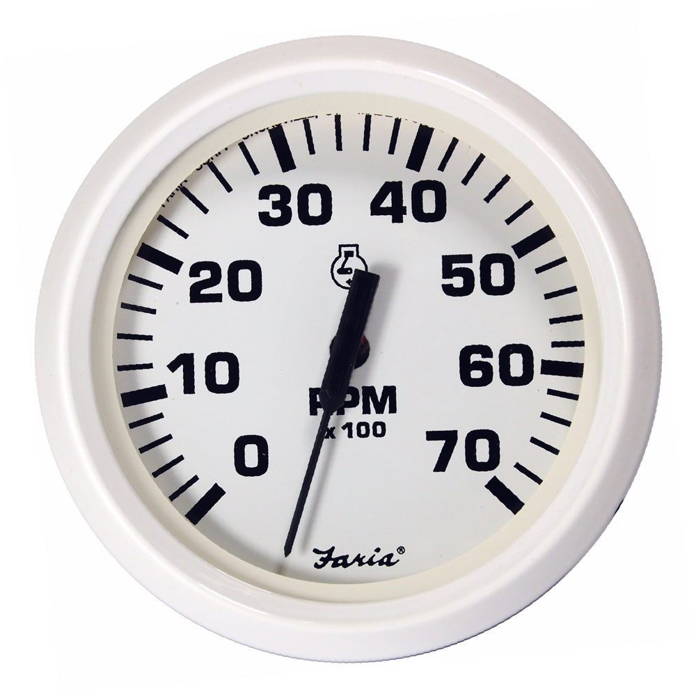 Faria Dress White 4 Tachometer  7000 RPM Gas All Outboards 33104 Main image
