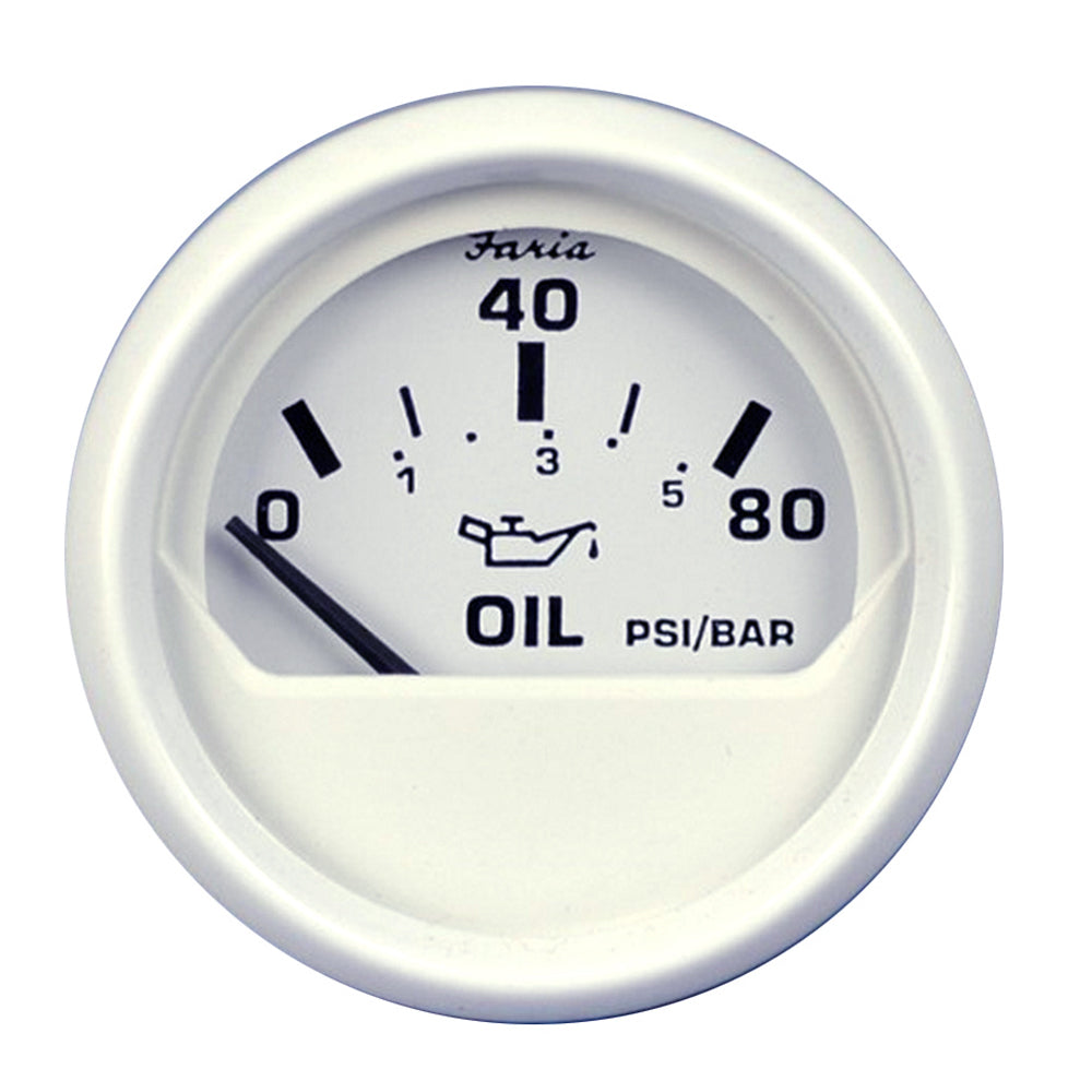 Faria Dress White 2 Oil Pressure Gauge 80 PSI 13102 Main image