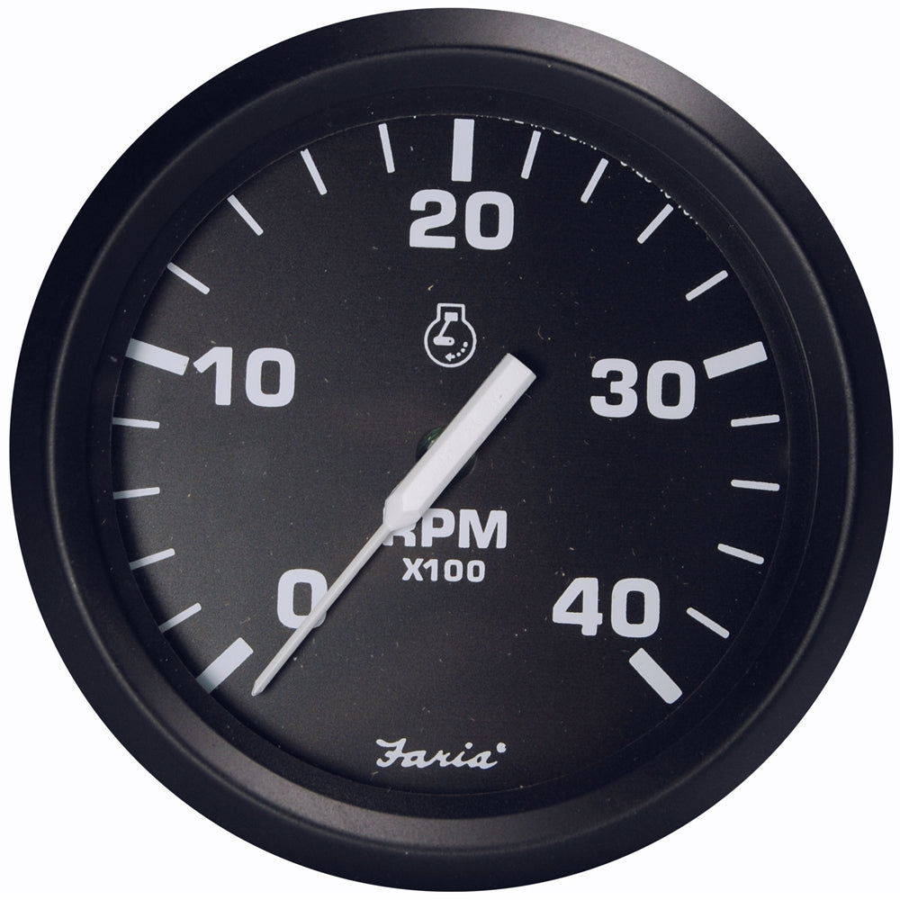 Faria Euro Black 4 Tachometer  4000 RPM Diesel  Magnetic PickUp 32803 Main image