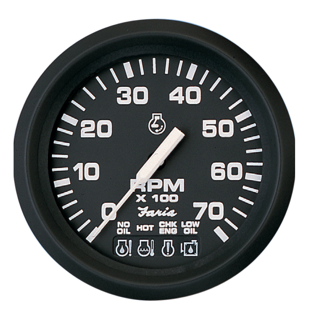 Faria Euro Black 4 Tachometer wSystemcheck 7000 RPM Gas f Johnson  Evinrude Outboard 32850 Main image