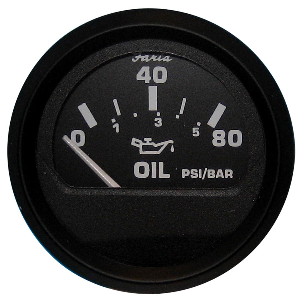 Faria Euro Black 2 Oil Pressure Gauge 80 PSI 12803 Main image