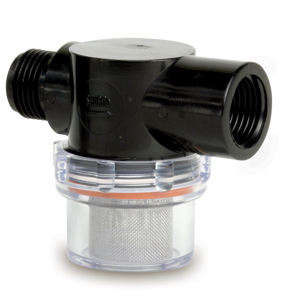 Shurflo by Pentair TwistOn Water Strainer  12 Pipe Inlet  Clear Bowl 255313 Main image