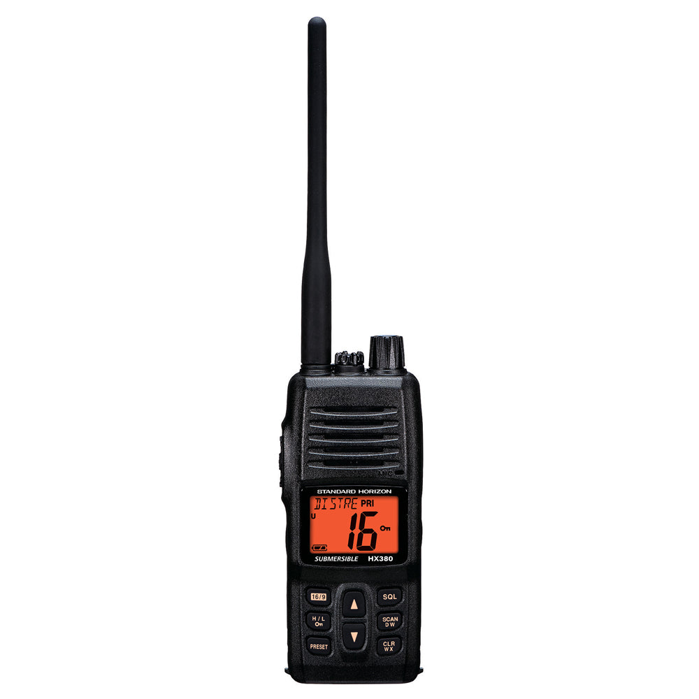 Standard Horizon HX380 5W Commercial Grade Submersible IPX7 Handheld VHF Radio wLMR Channels HX380 Main image