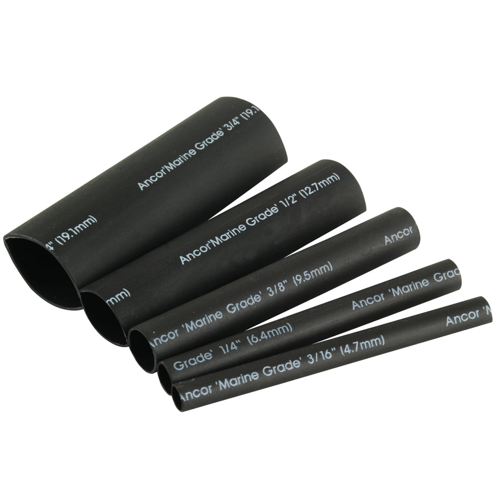 Ancor Adhesive Lined Heat Shrink Tubing Kit  8Pack 3 20 to 20 AWG Black 301503 Main image