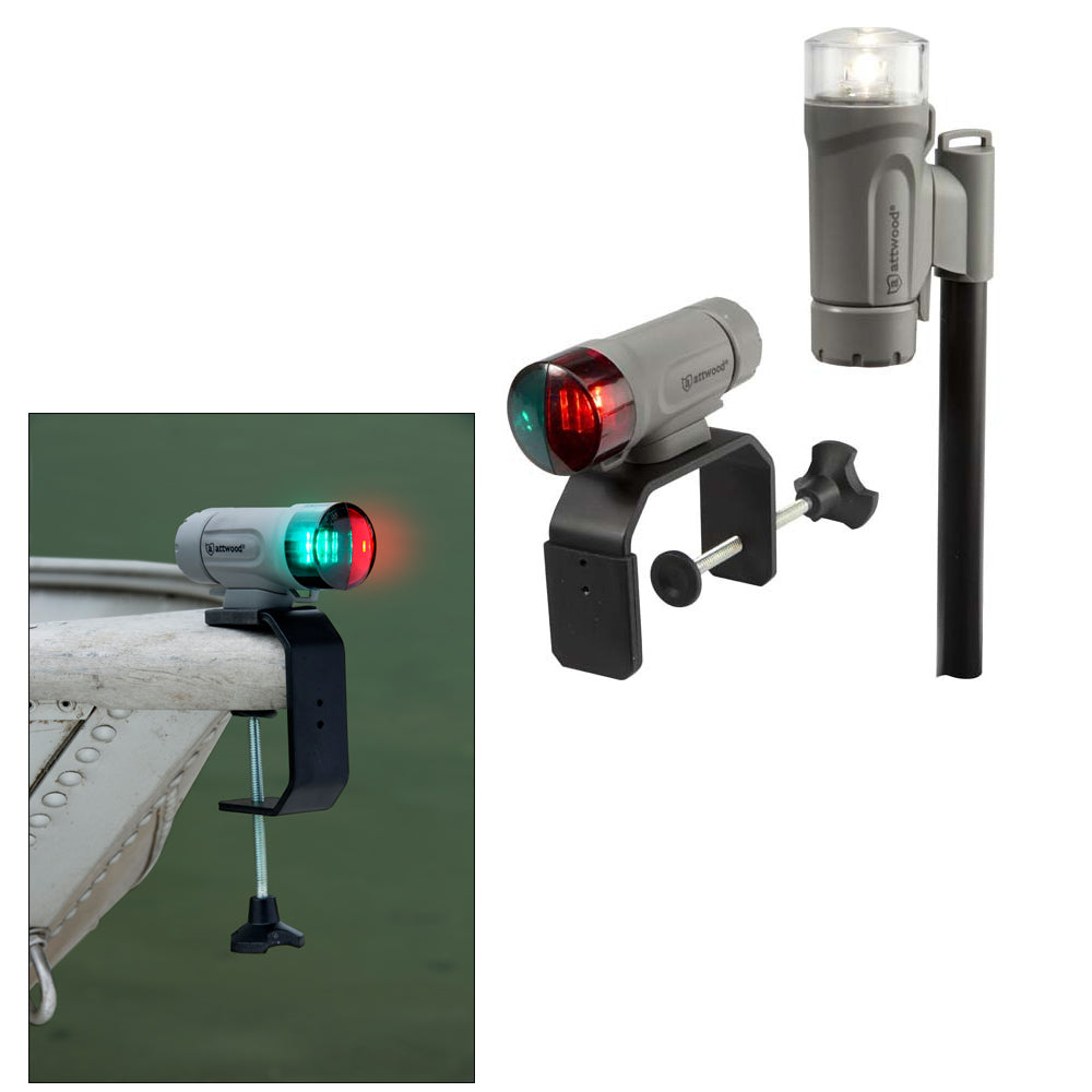 Attwood PaddleSport Portable Navigation Light Kit  CClamp Screw Down or Adhesive Pad  Gray 141947 Main image