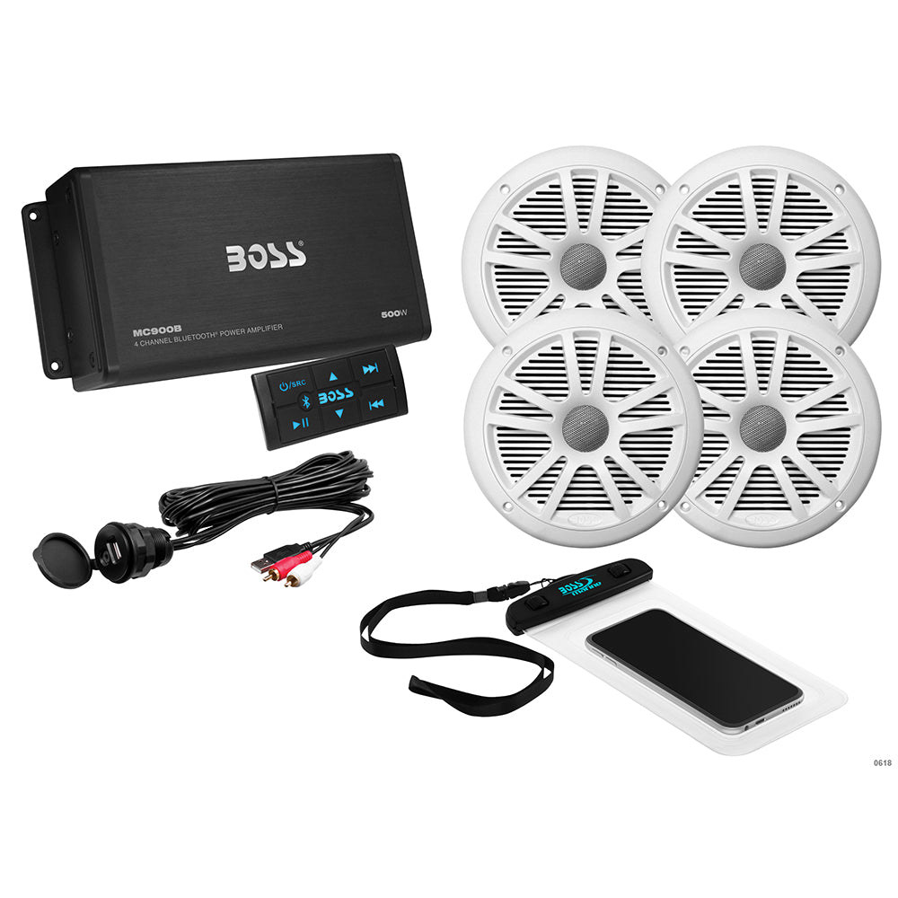Boss Audio ASK904B64 4 Channel Amplifier  2 Pairs of 65 Speaker Kit  White ASK904B64 Main image