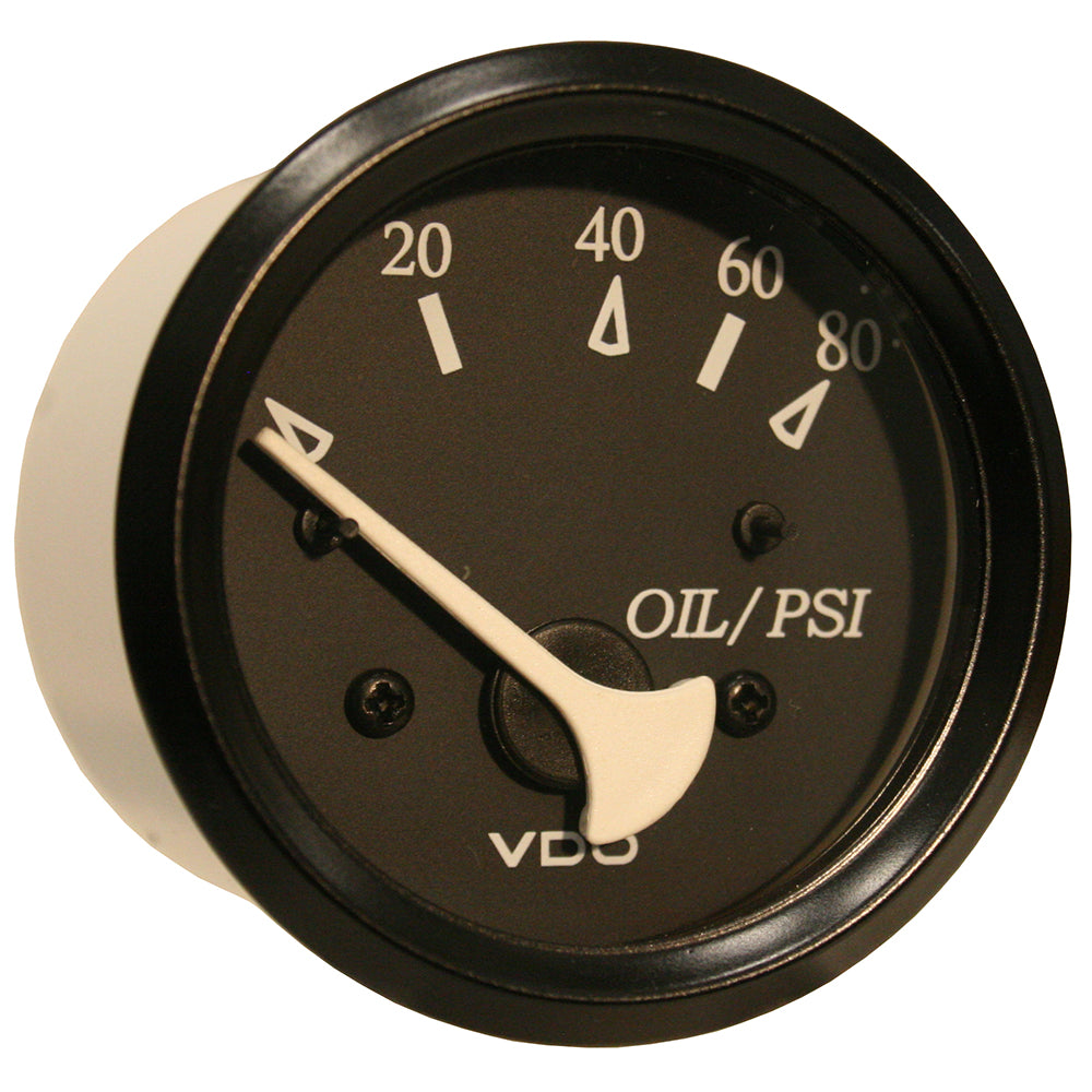 VDO Cockpit Marine Oil Pressure Gauge  80 PSI  Black DialBezel 35011800 Main image