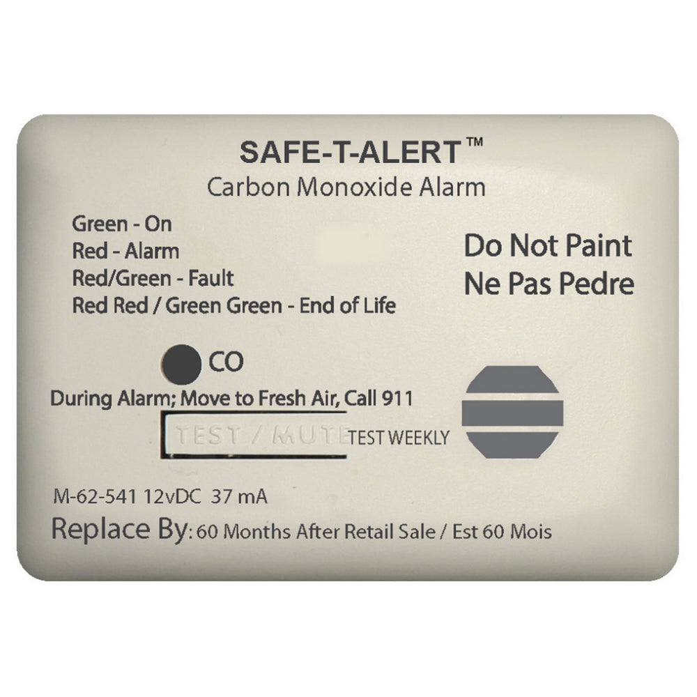 SafeTAlert 62 Series Carbon Monoxide Alarm wRelay  12V  62541MarineRLYNC  Surface Mount  White 62541MARINERLYNC Main image